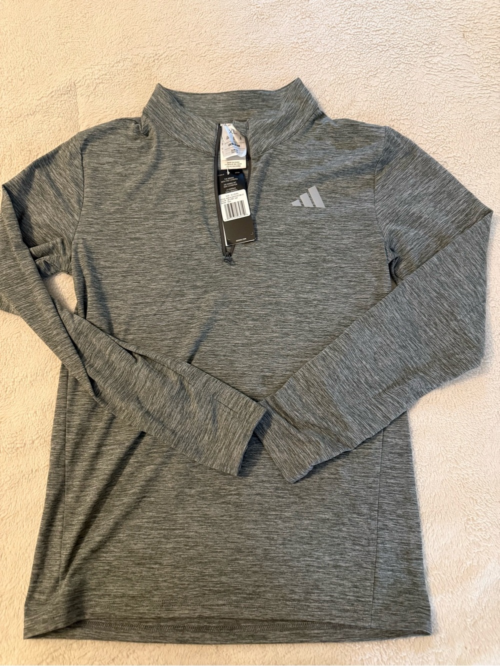 Adidas Gray Kids Zip-Up Athletic Pullover, size 18-20